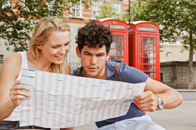 Couple with map